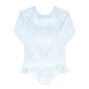 minnow swim light blue striped one piece swimsuit (0-6M)
